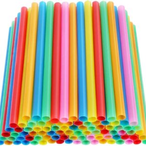 Vibrantly colored bubble tea straws.